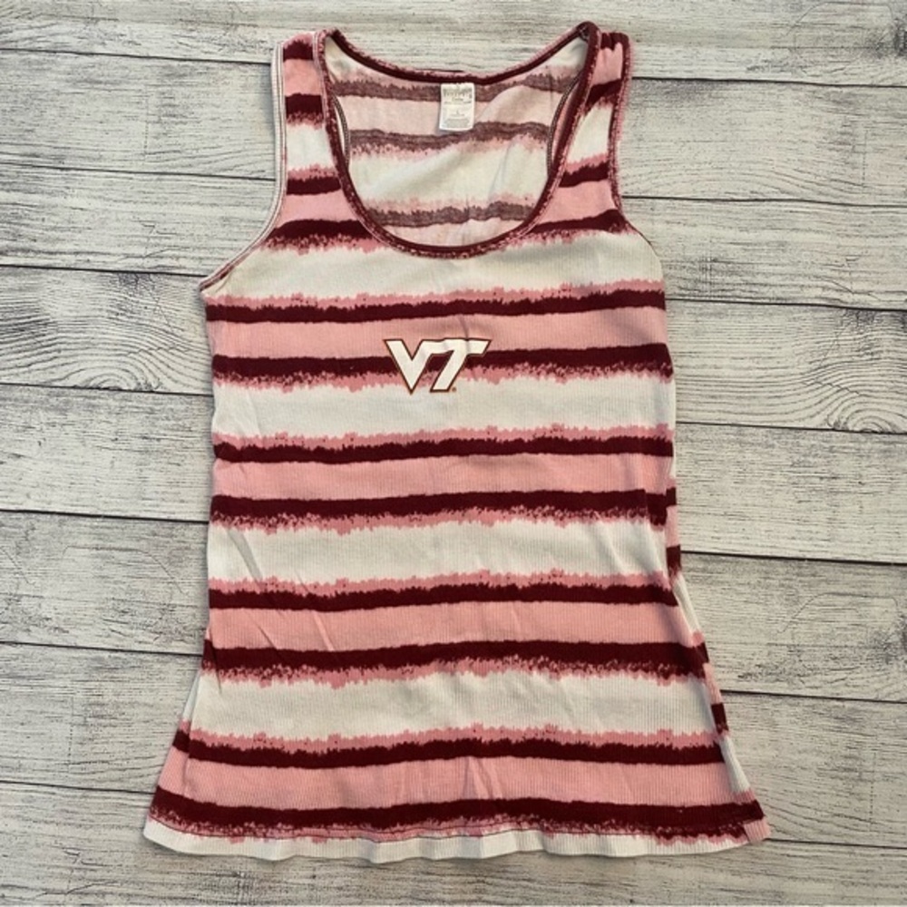 Virginia Tech VT Tied Dye Ombré Pink White Maroon Tank Top SZ Large